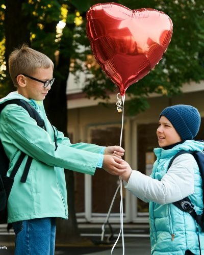 Firefly niño entregandole a otro un globo con forma de corazón 88775